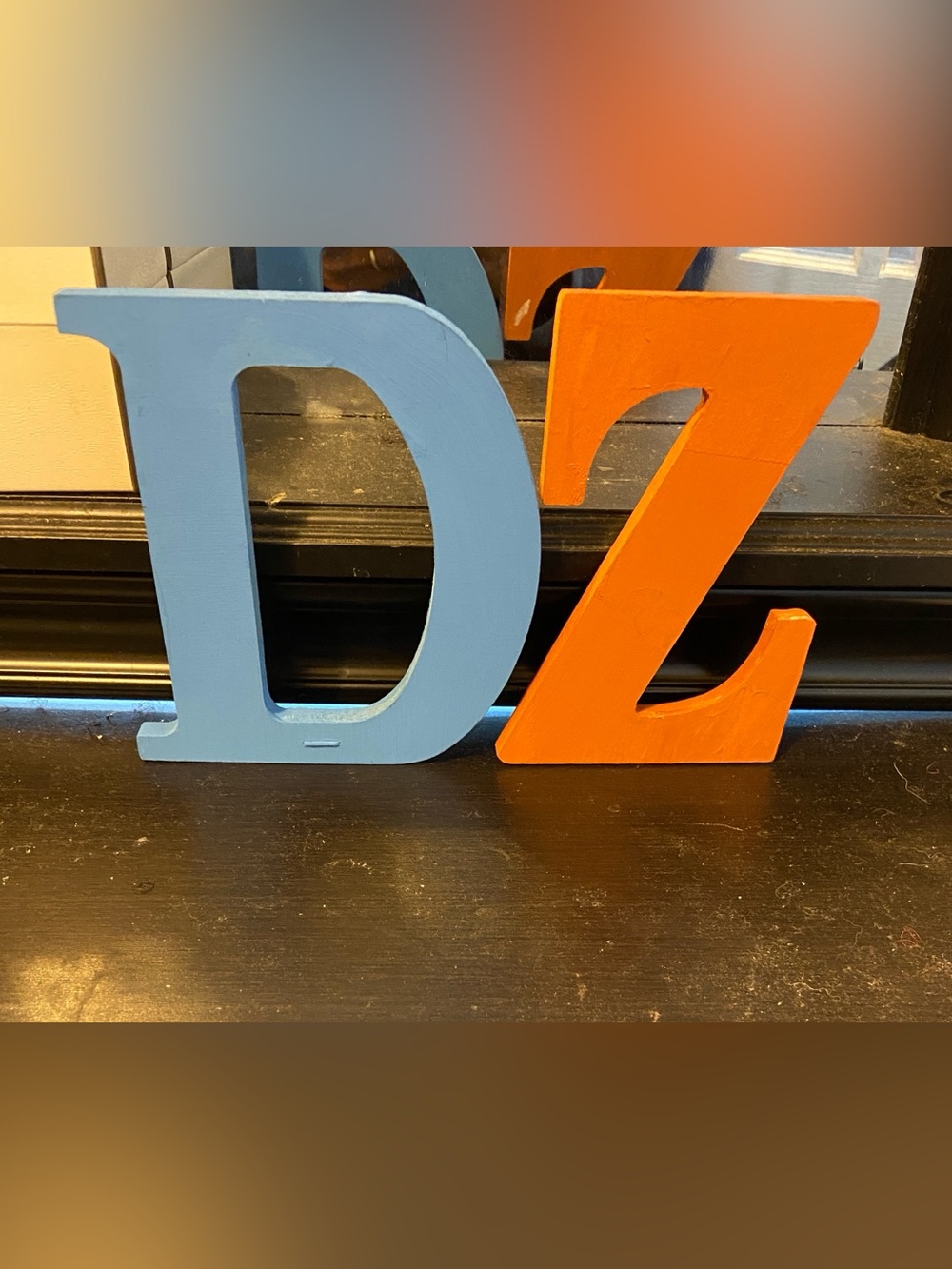 Blue and Orange Decorative Wooden Letters D Z - Home Accents